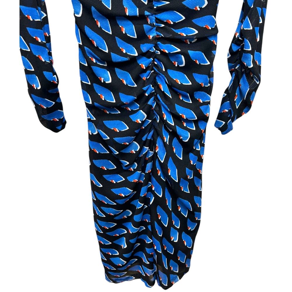 Diane Von Furstenberg ‘Ganesa’ Mini Dress Off-Shoulder Mesh Ruched Black X-Small - Picture 8 of 12